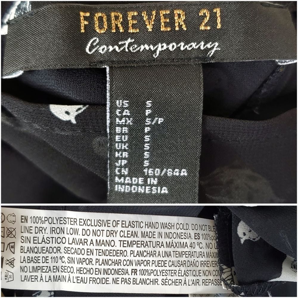 Sheer Bird-Patterned Blouse With Button Closures … - image 7